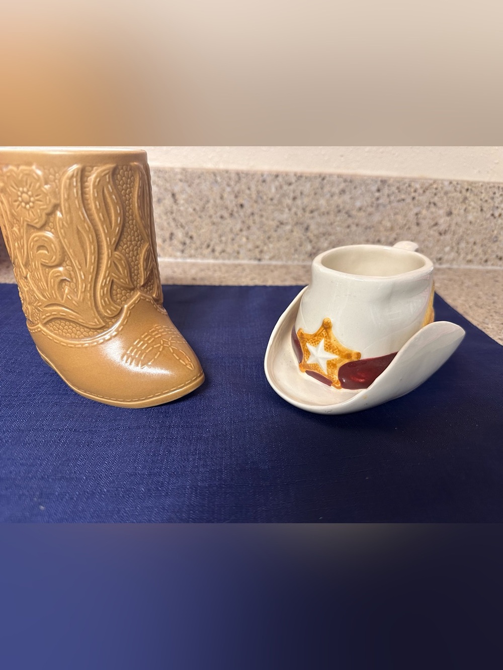 White and Gold Cowboy Hat Ceramic Mug - Decorative Home Accent
